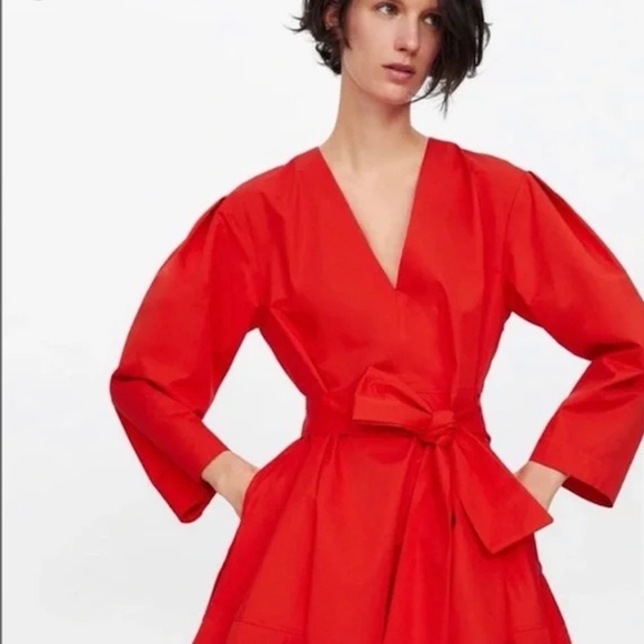 Zara poplin dress w/ belt & pockets bloggers fave size Small - Picture 1 of 7